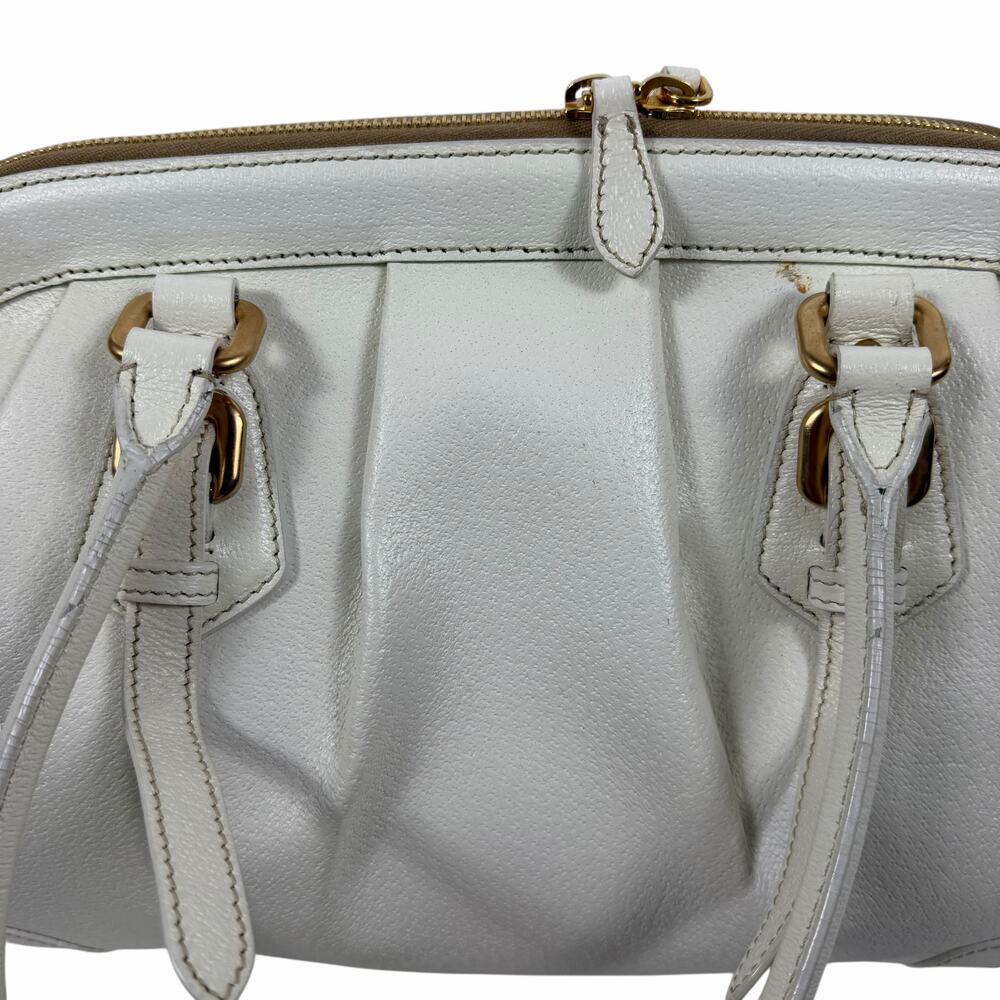 Prada Cinghiale Leather Frame Large Shoulder Bag Bianco White - Picture 16 of 16